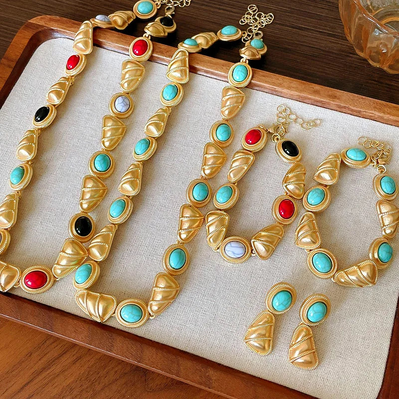 Vintage necklace with palace style geometric earrings and necklace -