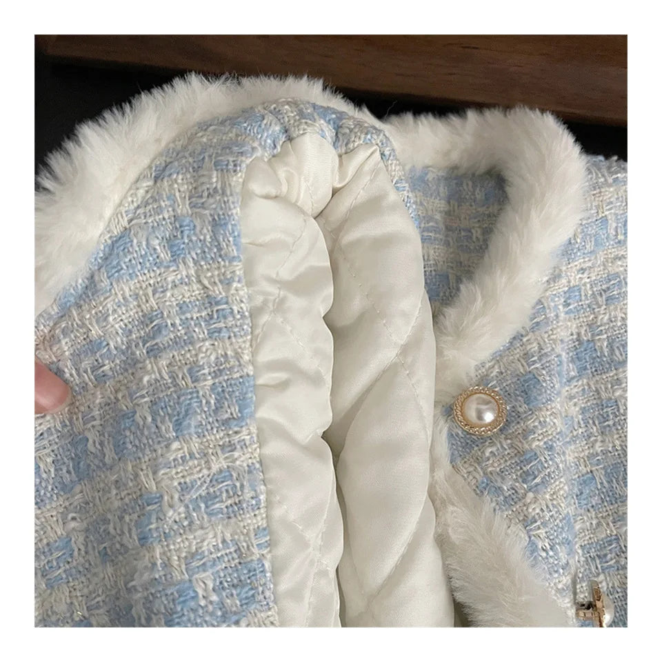 Children's Clothing Sets Tweed Scented Suit Fleece Coat + Pleated Skirt 2pcs Sets Baby Girl Clothes Kids Clothes 2 To 7 Years -