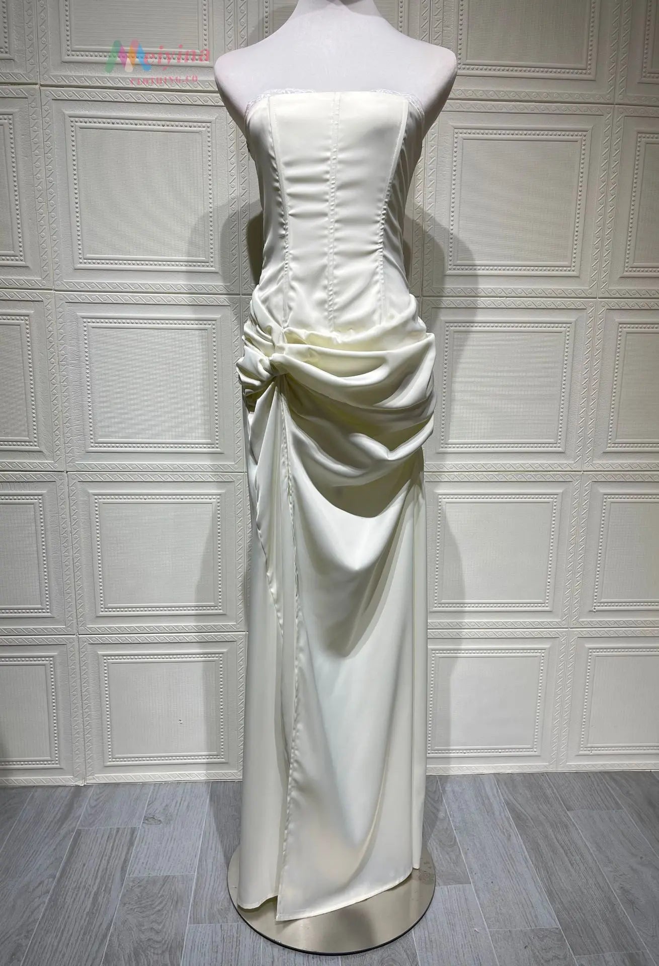 Satin Strapless Maxi Dress -