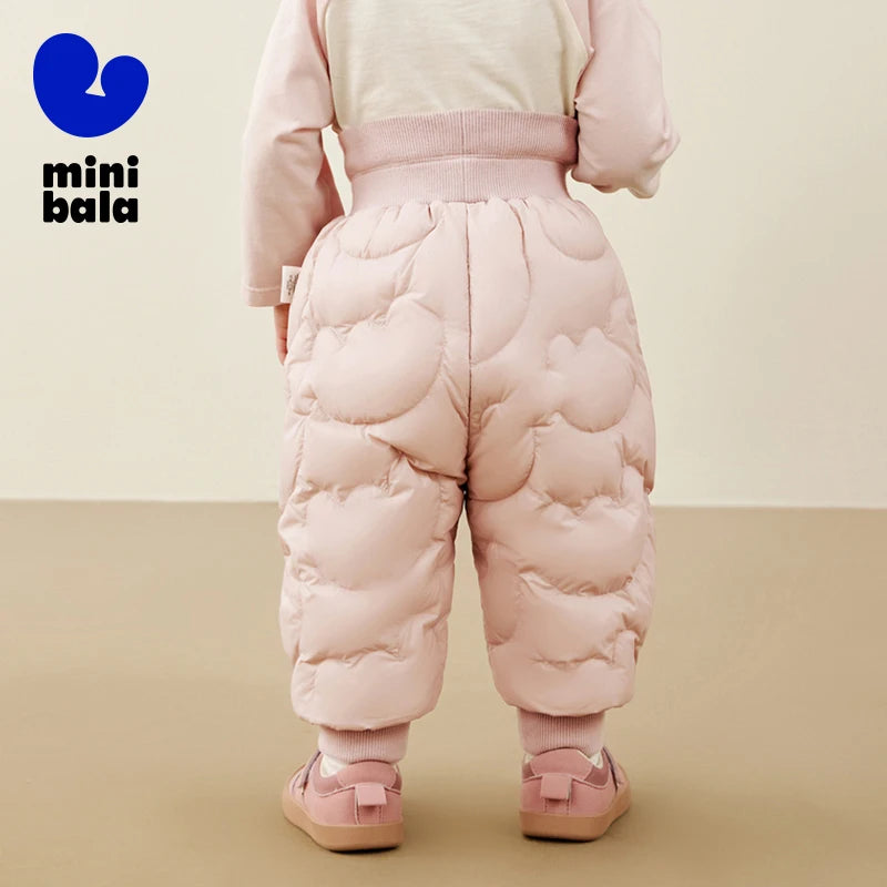 Keep your kids cozy and protected with these new style three-proof high-waisted warm down trousers—perfect for boys and girls on chilly days! -