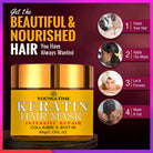 Revitalize your hair with this hair mask enriched with biotin, collagen, keratin, and essential oils. Nourish and repair dry, damaged hair for a healthier-looking mane. -