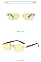 Rimless Sunglasses Rectangle Fashion Popular Women Men Shades Small Square Sun Glasses For Female Male Summer Traveling Oculos -