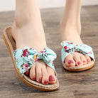 Ladies' Bohemian Style Bow Flower Linen Slippers Sandals Beach Shoes Home Shoes Beach Slippers Indoor Non Slip Shoes 2024 -