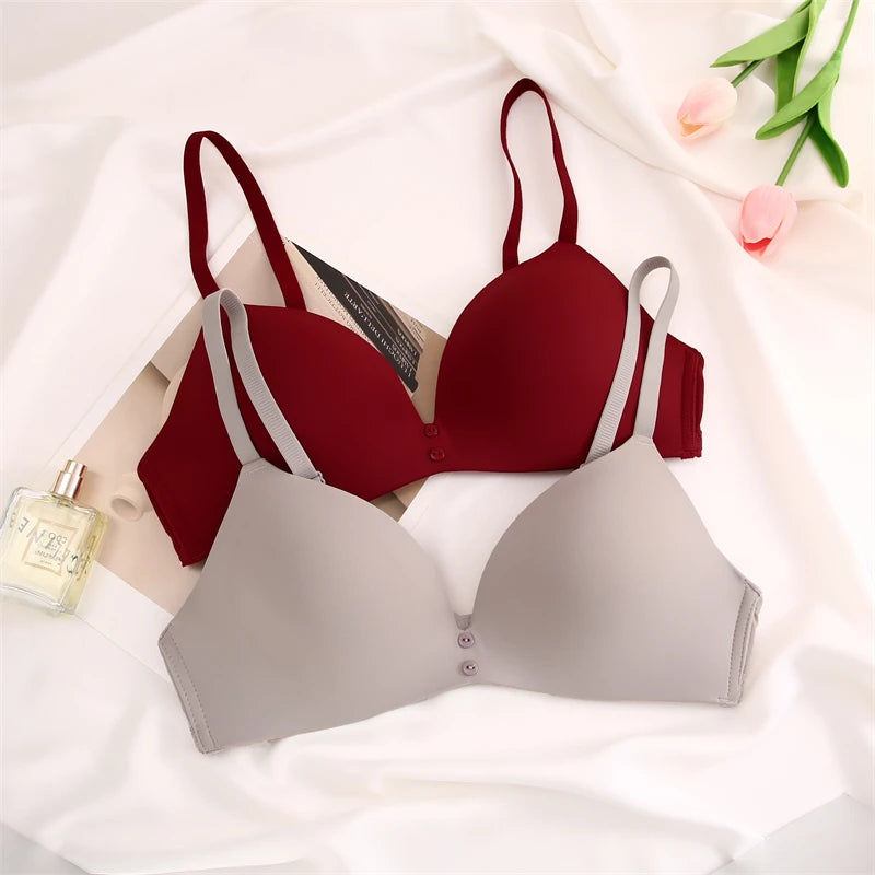FINETOO Sexy Wire Free Push Up Underwear For Women Seamless Deep V Cup Bras Adjustable Comfort Bralette Female Backless Lingerie -