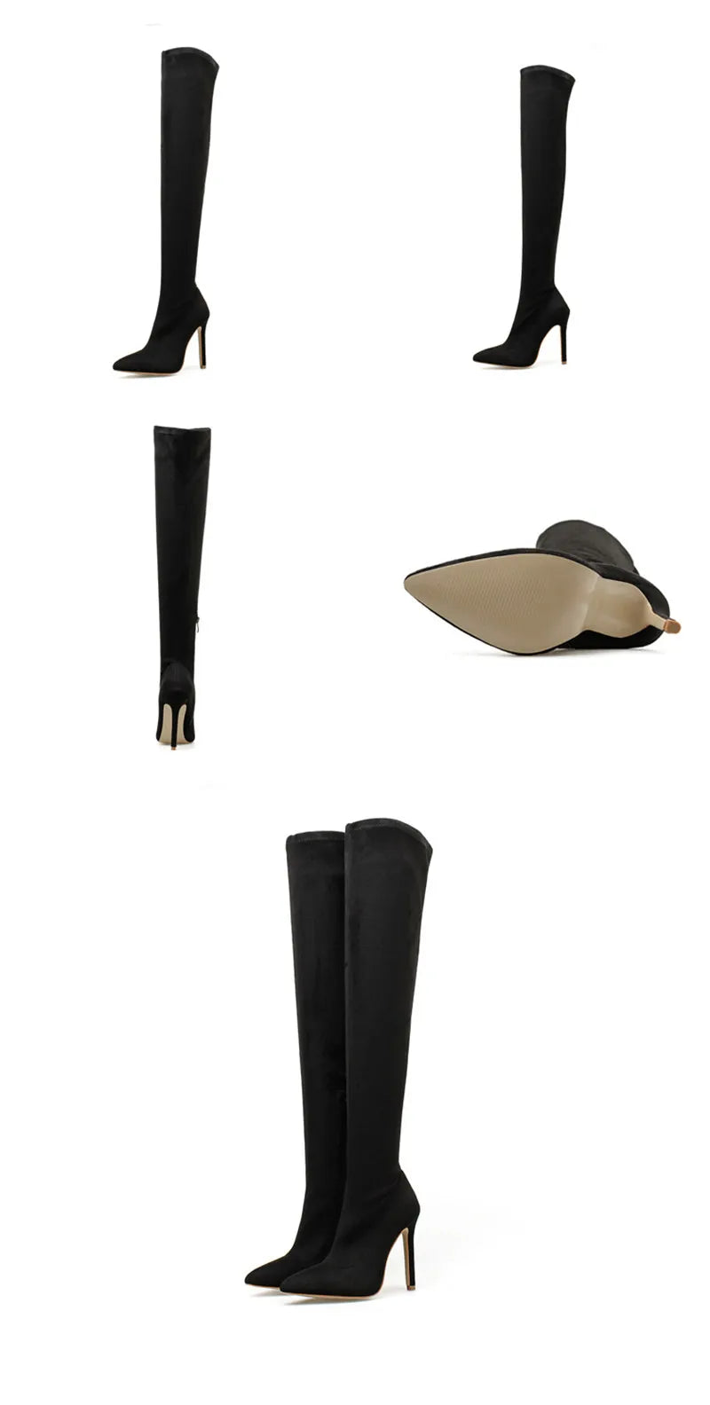 Eilyken Sexy Fashion Pointed Toe Over-The-Knee Boots Women Red Zipper High Heels Shoes Winter Striptease Motorcycle Long Botas -