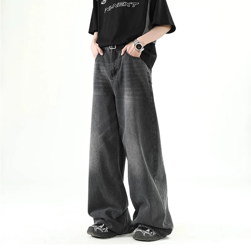 Men Denim Pants Blue Washed Male Jeans -
