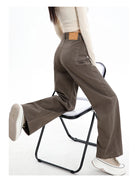 Rock the urban vibe with these baggy, high-street fashion, straight brown jeans for women! -
