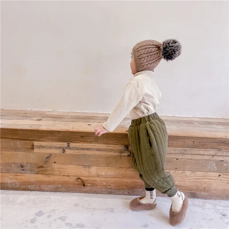Children's Clothing From 2 To 7 Years Winter Kids Warm Cotton-Padded Trousers Baby Girls Thick Pants Toddler Boys Wear Clothes -