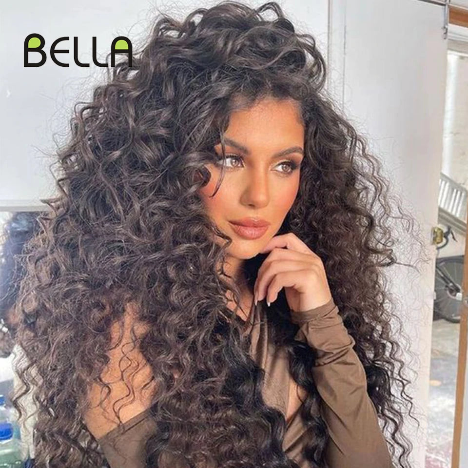 Make a bold statement with this 30-inch synthetic lace front wig featuring deep wave curly blonde hair with pink accents—perfect for cosplay and standout style! -