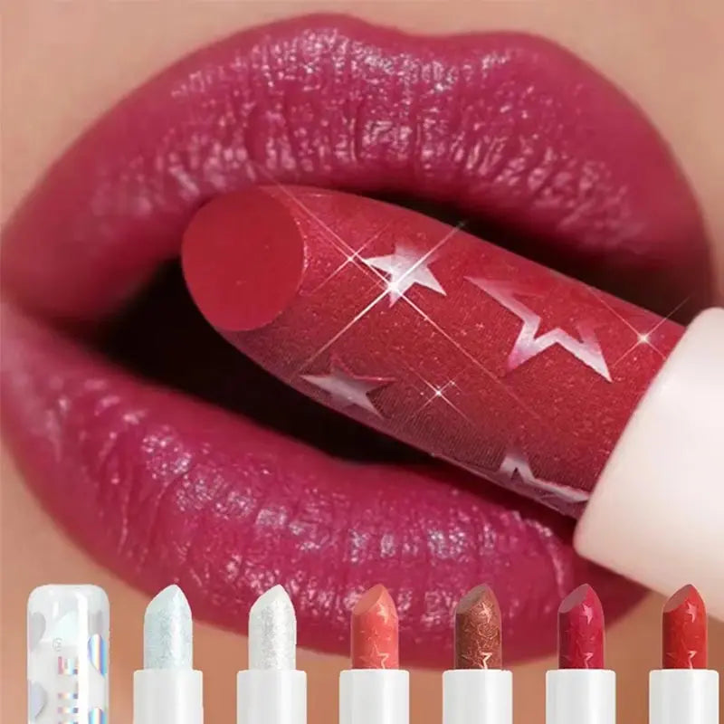 Diamond Pearlescent Lipstick Waterproof Long Lasting Non-stick Cup Matte Velvet Shiny Lipsticks Red Sexy Lips Makeup Cosmetics -
