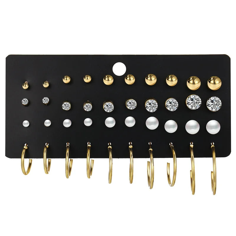 Trendy Vintage Gold Color Earrings Set -