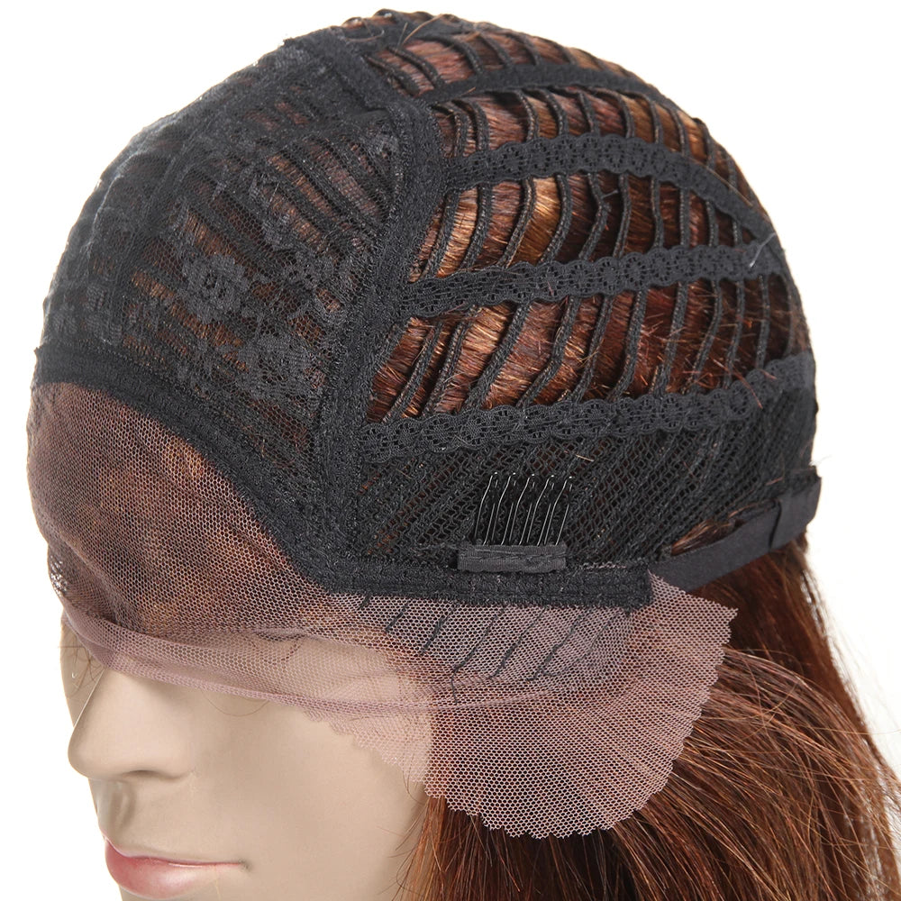 Turn heads with this sleek 18-inch 13x4 lace front Brazilian hair wig—straight, colored, and highlighted for a flawless, natural look! -
