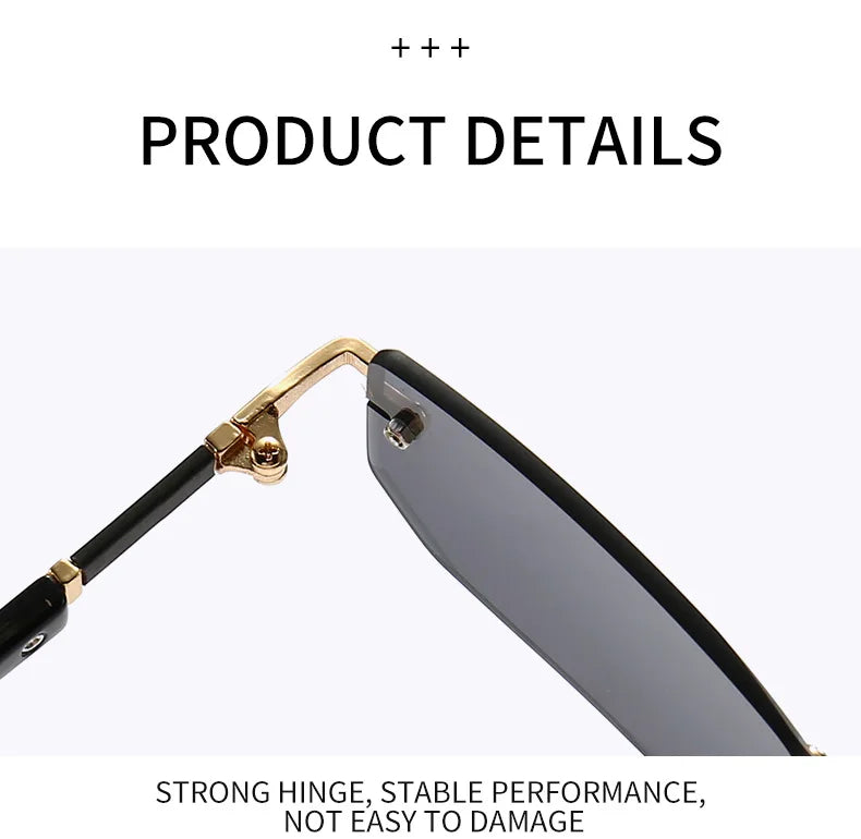 Rimless Sunglasses Rectangle Fashion Popular Women Men Shades Small Square Sun Glasses For Female Male Summer Traveling Oculos -