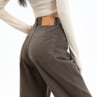 Rock the urban vibe with these baggy, high-street fashion, straight brown jeans for women! -