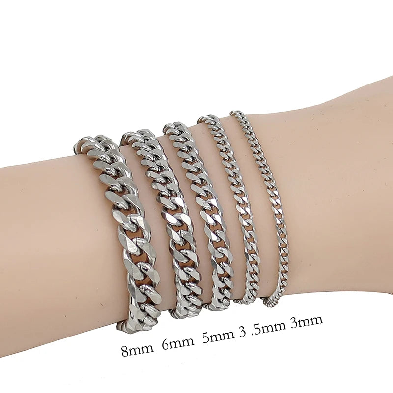 10 Pcs Cuban Bracelet Stainless Steel -
