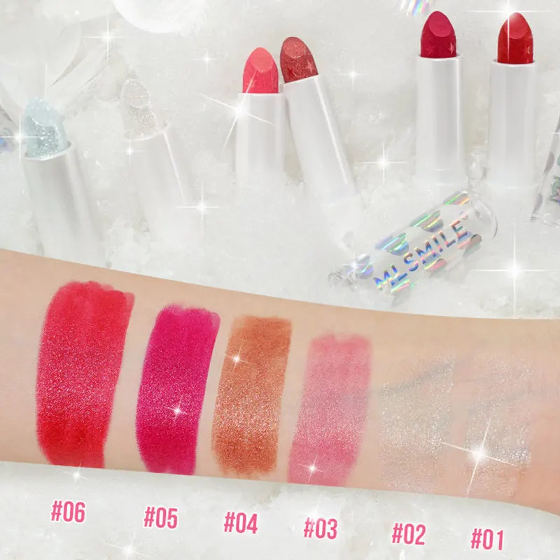 Diamond Pearlescent Lipstick Waterproof Long Lasting Non-stick Cup Matte Velvet Shiny Lipsticks Red Sexy Lips Makeup Cosmetics -