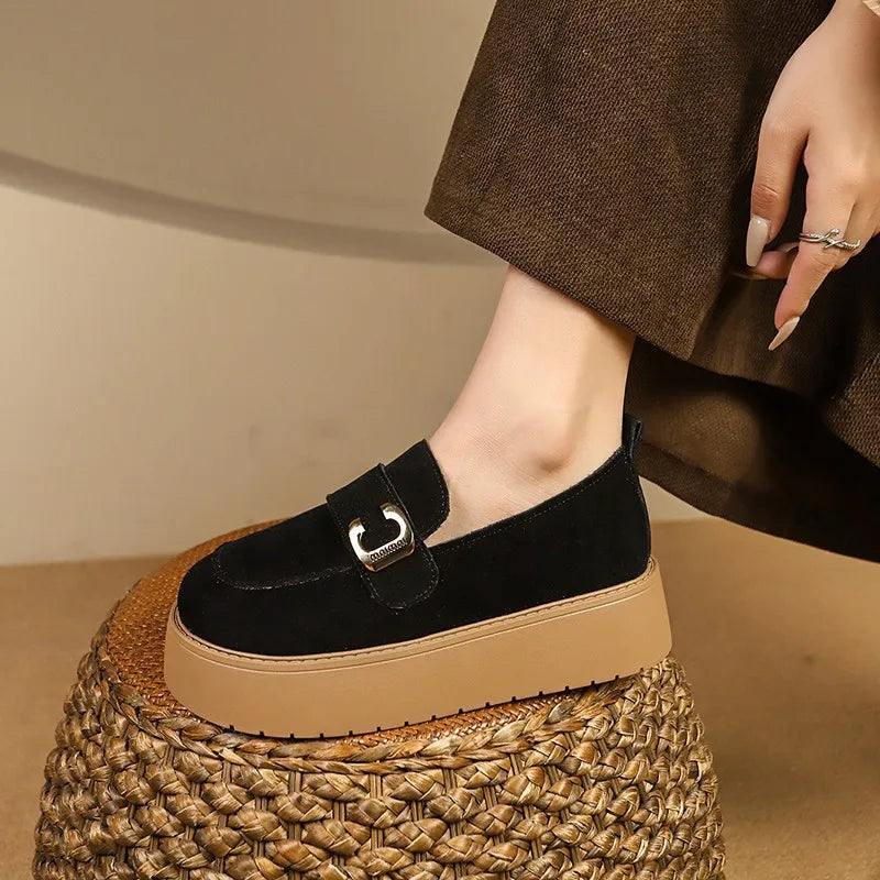 Elevate your style with these platform sole loafers for women. -