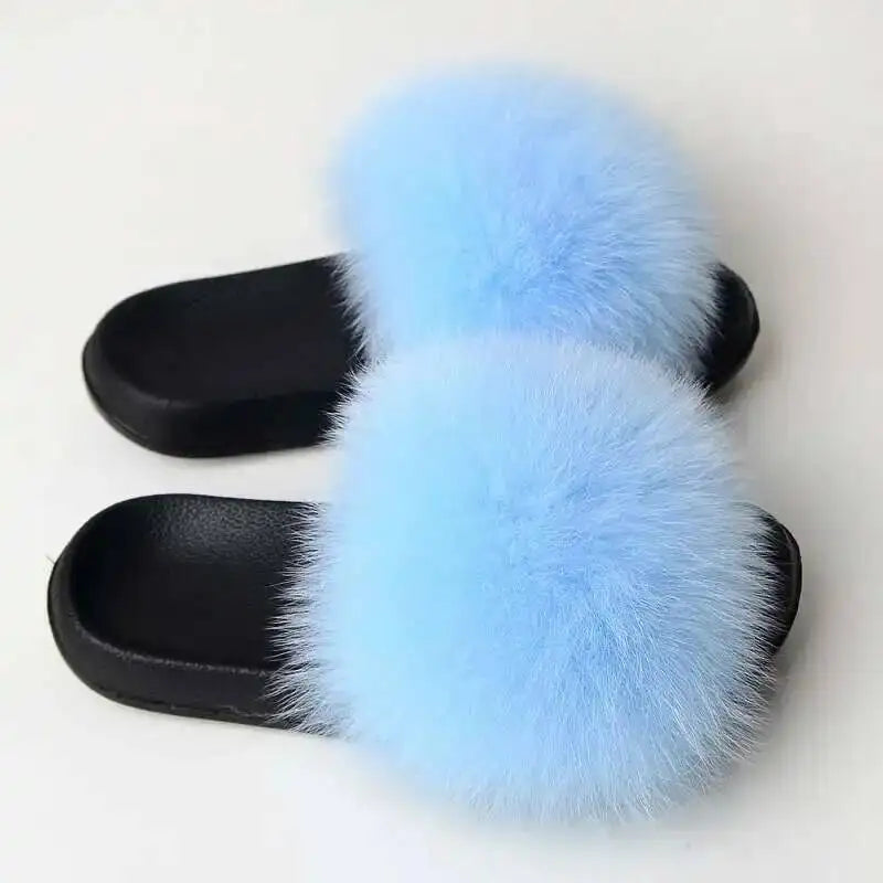 Real Fox Fur Slippers -