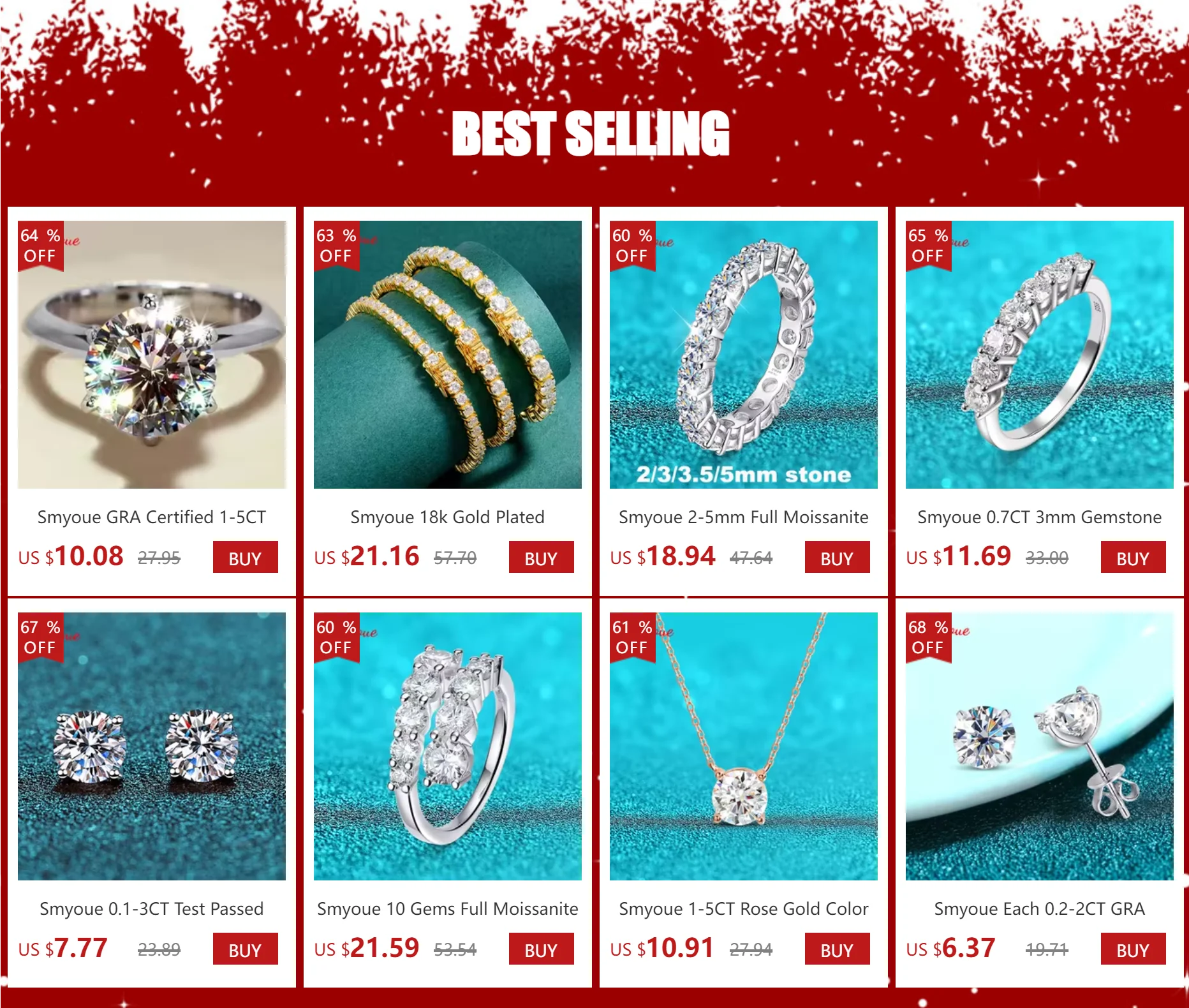 18k Plated 3.6CT Moissanite Rings\ -