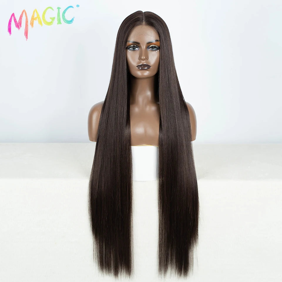 Achieve a magical transformation with this 38-inch ombre blonde lace front wig. Ideal for cosplay, events, or everyday wear, this wig offers a cute and stylish look that is sure to turn heads. -