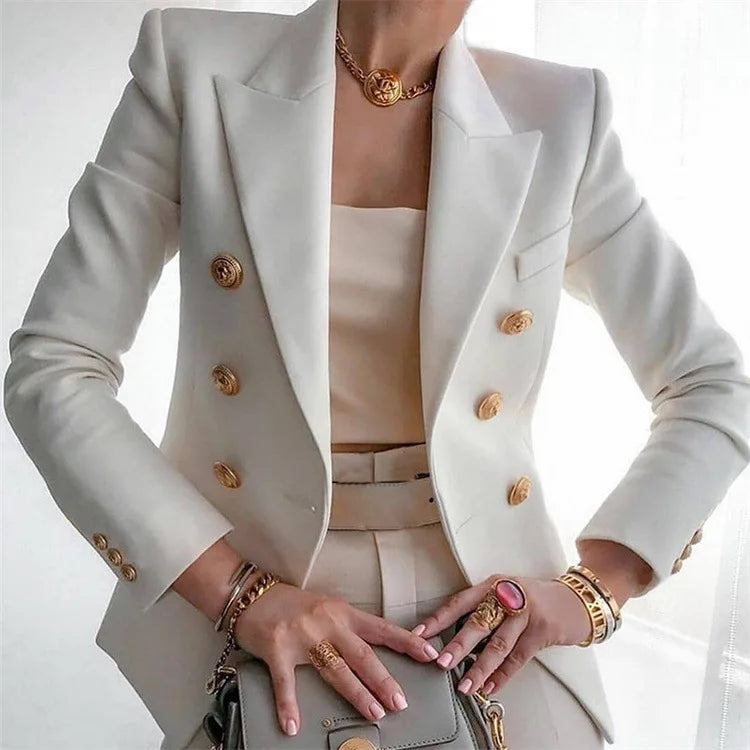 Stay chic and professional with this casual long sleeve blazer for women—fashionable coat perfect for office wear and stylish outerwear! -