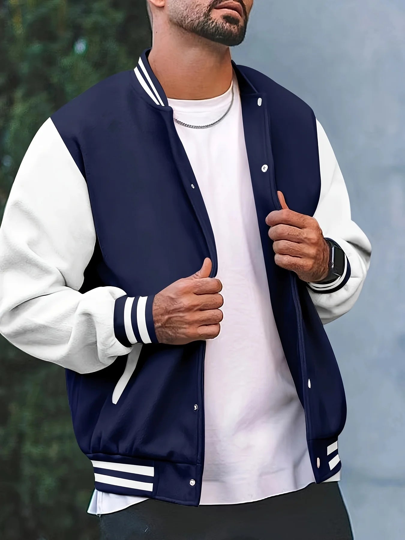 Get stylish with this multi-color streetwear baseball jacket for both men and women. -