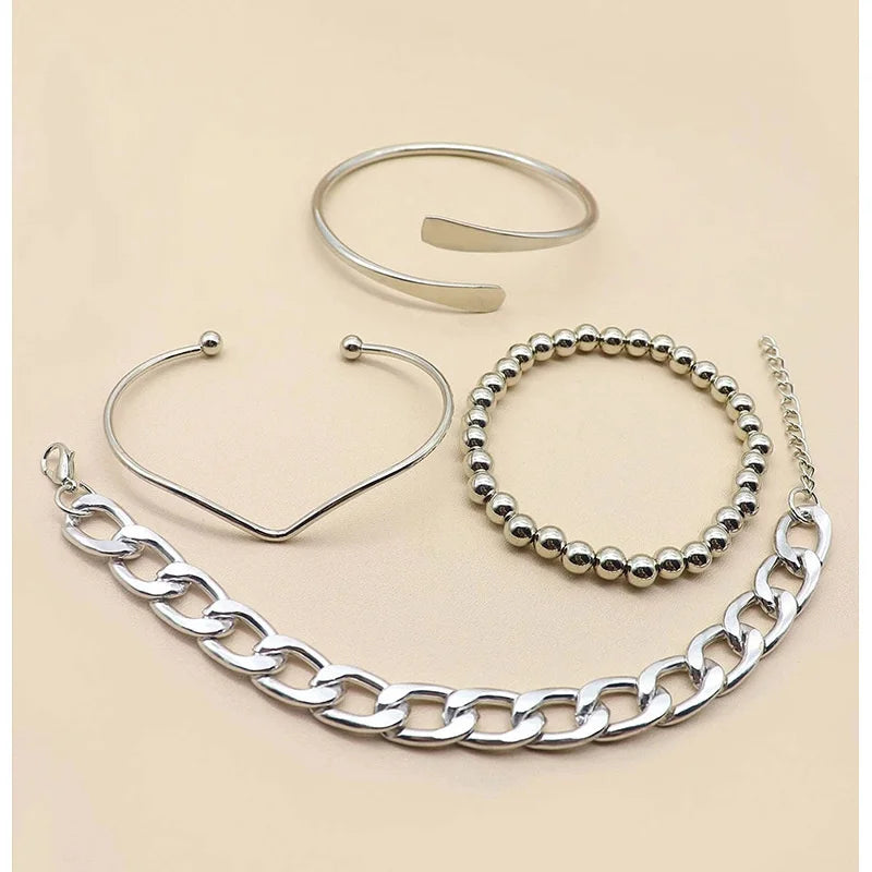 4pcs Cuban Chain Bracelets -