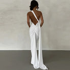 One Shoulder Sleeveless Backless Maxi Dress -