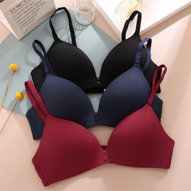 FINETOO Sexy Wire Free Push Up Underwear For Women Seamless Deep V Cup Bras Adjustable Comfort Bralette Female Backless Lingerie -