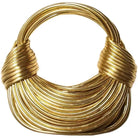 Make a statement with this gold luxury designer brand handwoven noodle bag. With a rope-knotted hobo design and a chic silver evening clutch, this bag is the epitome of high fashion and sophistication. -