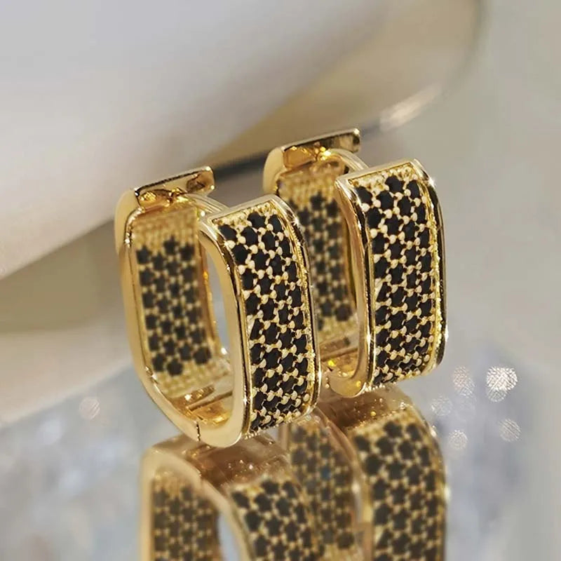 Stainless Steel Gold Silver Color Square Hoop Earrings -