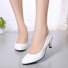 New Women's Shoes On Heels Elegant Medium High Heeled Ladies Pointed Toe Fashion Pumps For Woman Office Black White Red -