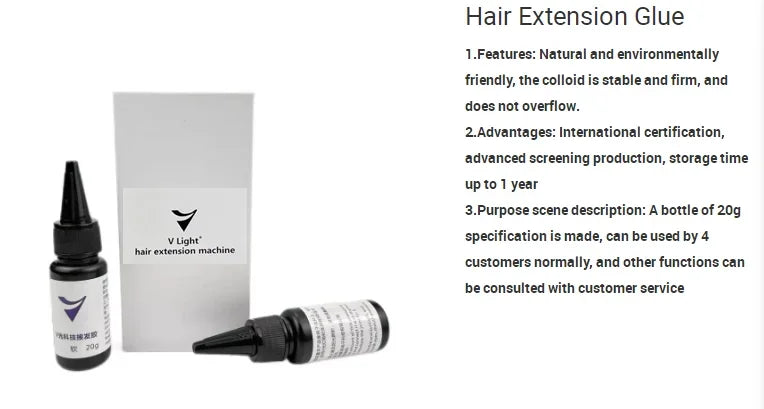 V-Light Technology Hair Extension Machine white Hair Extension Tools Kit Set with V light Hair extension glue -