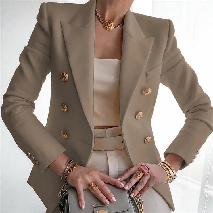 Stay chic and professional with this casual long sleeve blazer for women—fashionable coat perfect for office wear and stylish outerwear! -