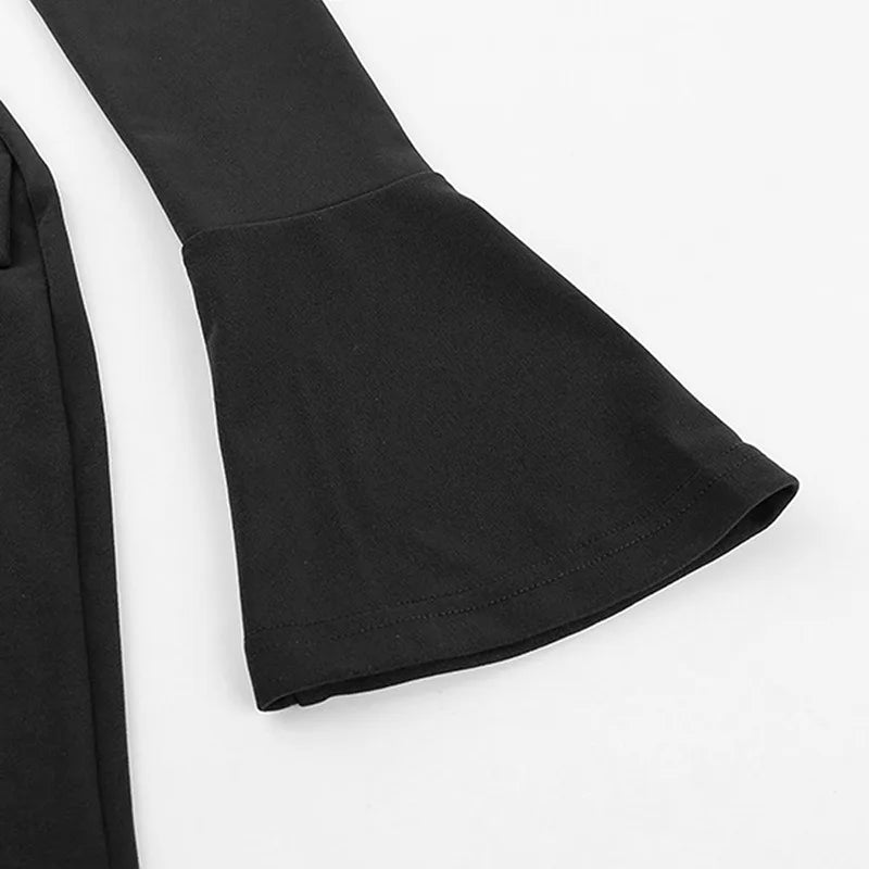 Women Sleeves Solid Sexy Mini Dress -