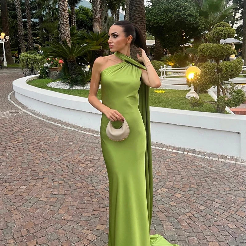Elegant Ribbon Halter Dress -