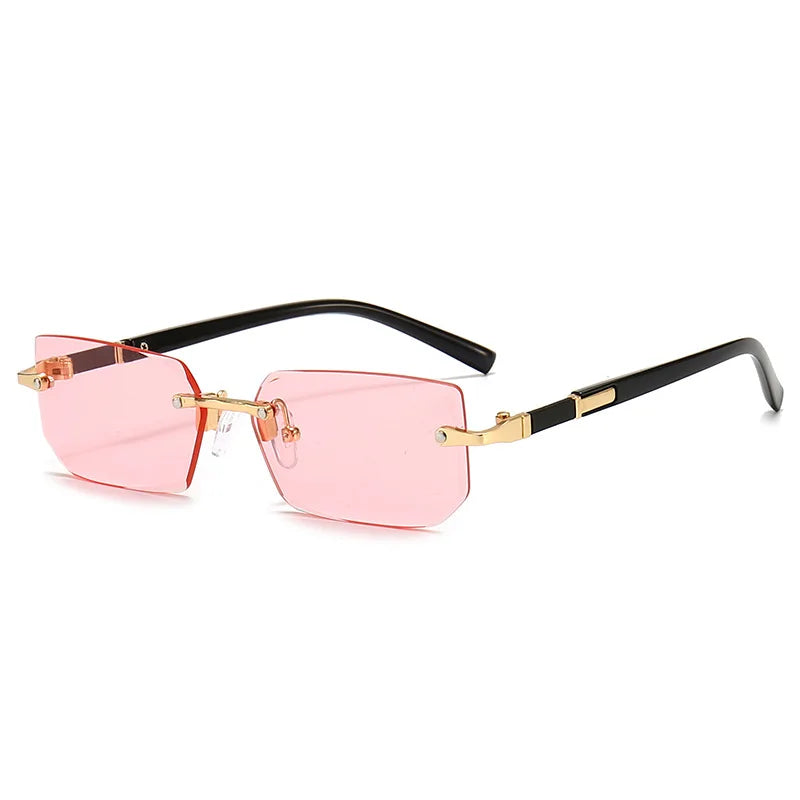 Rimless Sunglasses Rectangle Fashion Popular Women Men Shades Small Square Sun Glasses For Female Male Summer Traveling Oculos -