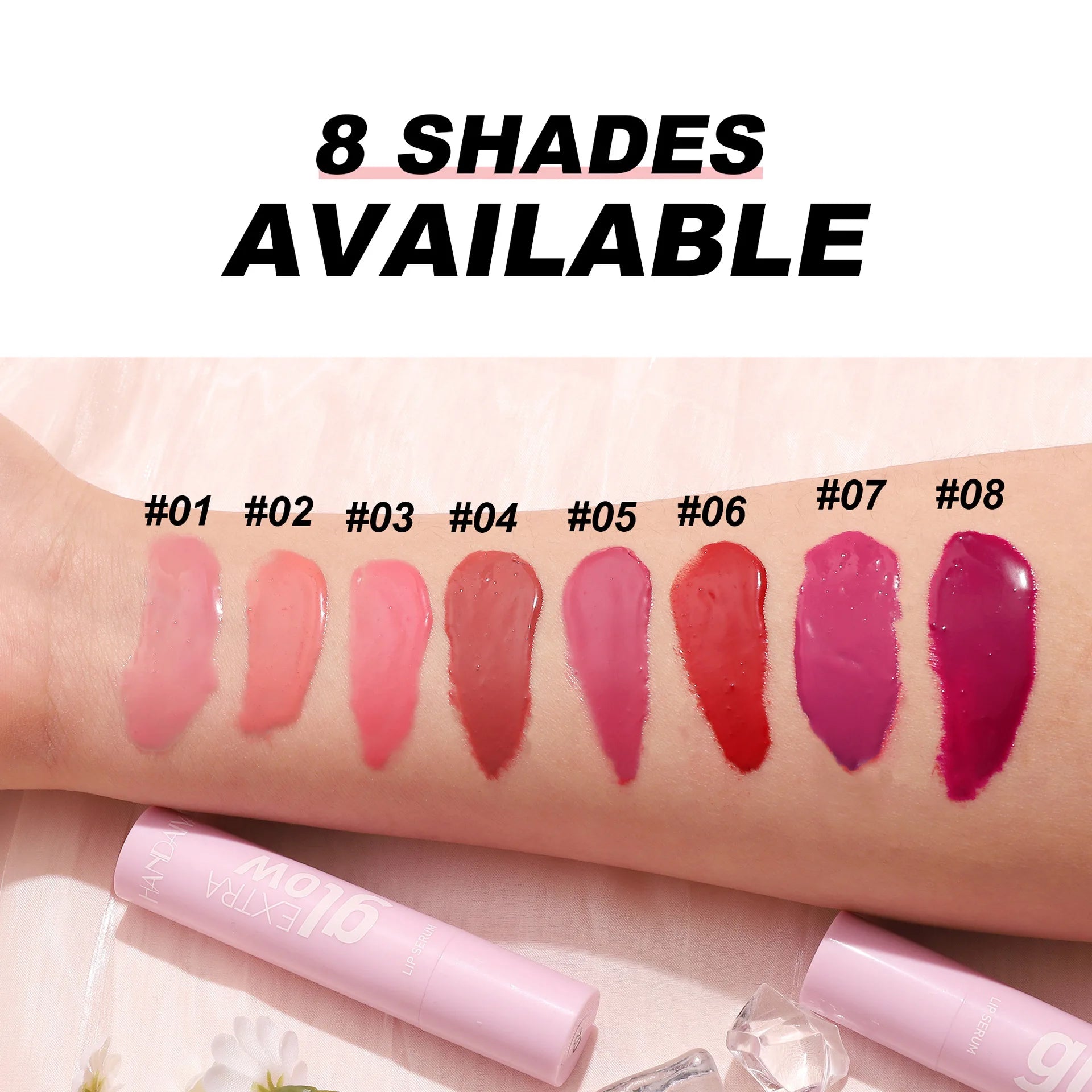 Handaiyan Long Lasting Lipstick Waterproof Moisturizing MIrror Watery Jelly Lip Stick Lip Plumper Lip Balm Makeup -