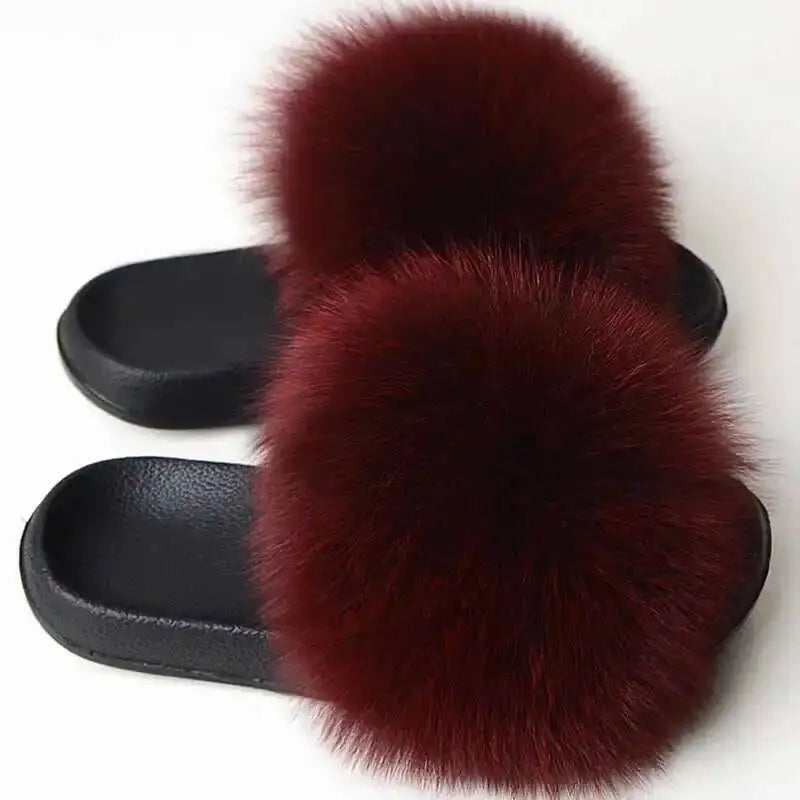 Real Fox Fur Slippers -