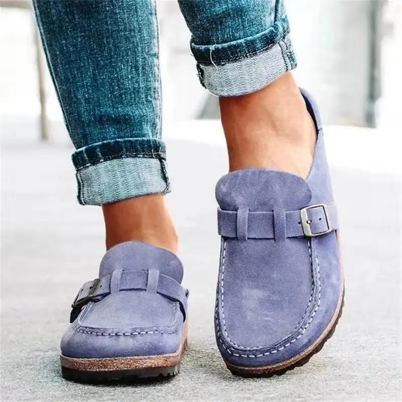 Slippers Women's Round Toe Buckled Retro Shoes Slip on Mules Ladies Flats Female Casual Men Summer Flat Clogs Zapatos Mujer -