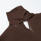Brown Dress for Women Backless Slim Fit Long Sleeve -