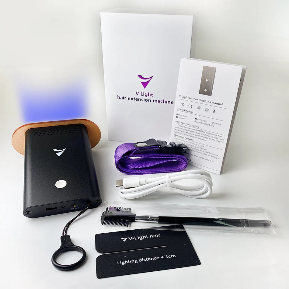 V-Light Technology Hair Extension Machine white Hair Extension Tools Kit Set with V light Hair extension glue -