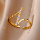 Gold Plated Stainless Steel Crystal Rings -