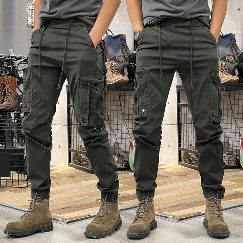Cargo Pants for Men - Multi-Pocket Elastic Waist Casual Trousers -