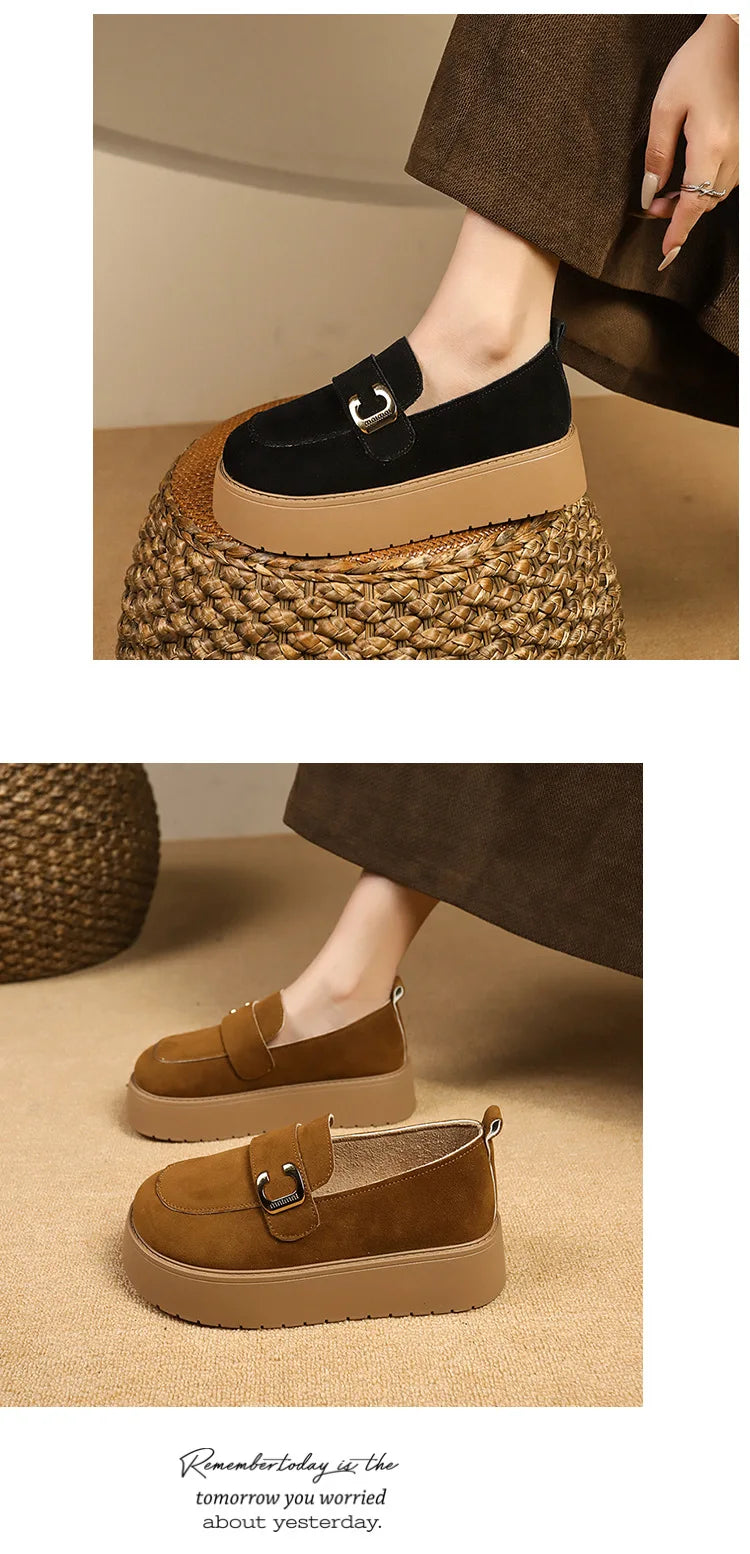 Elevate your style with these platform sole loafers for women. -