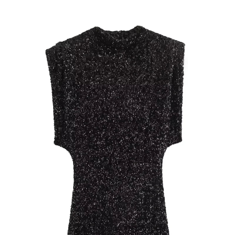 Mini Dress for Women Elegant O-Neck Fly Sleeve -