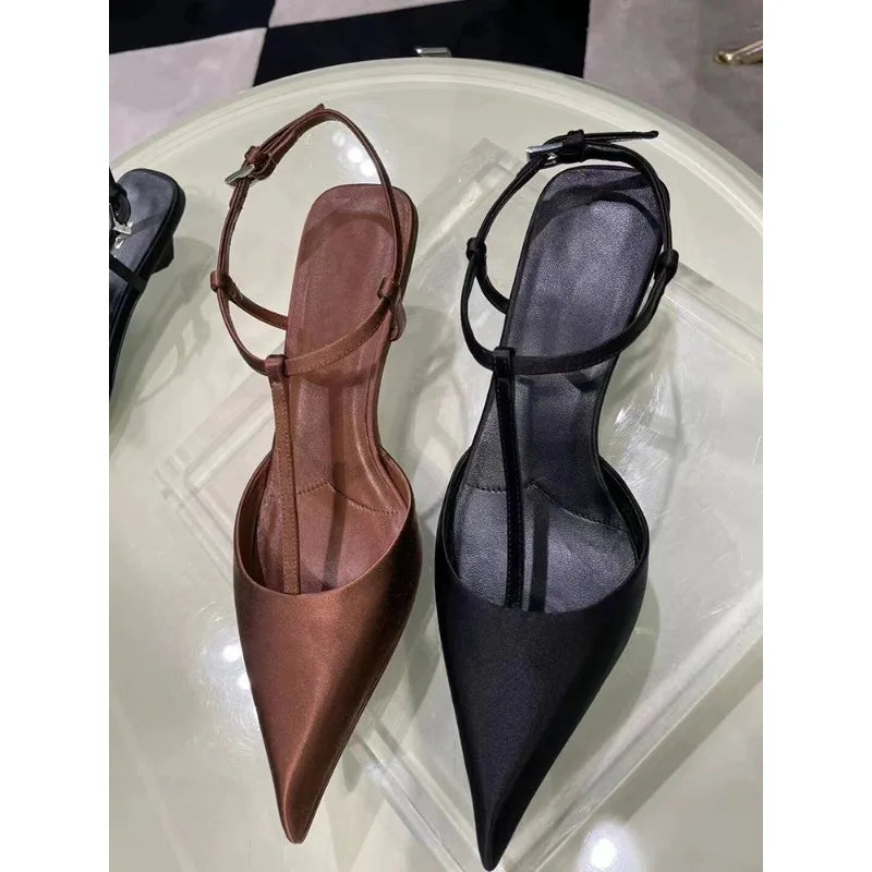 Brand Shoes for Women Sexy Pointed Toe Women's Sandals Comfortable Low Heel Trendy Sandal Simple Versatile Large Size Pumps -