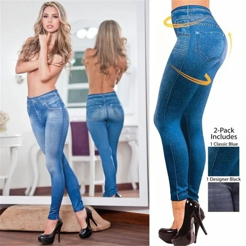 Women's Seamless Denim Yoga Leggings -
