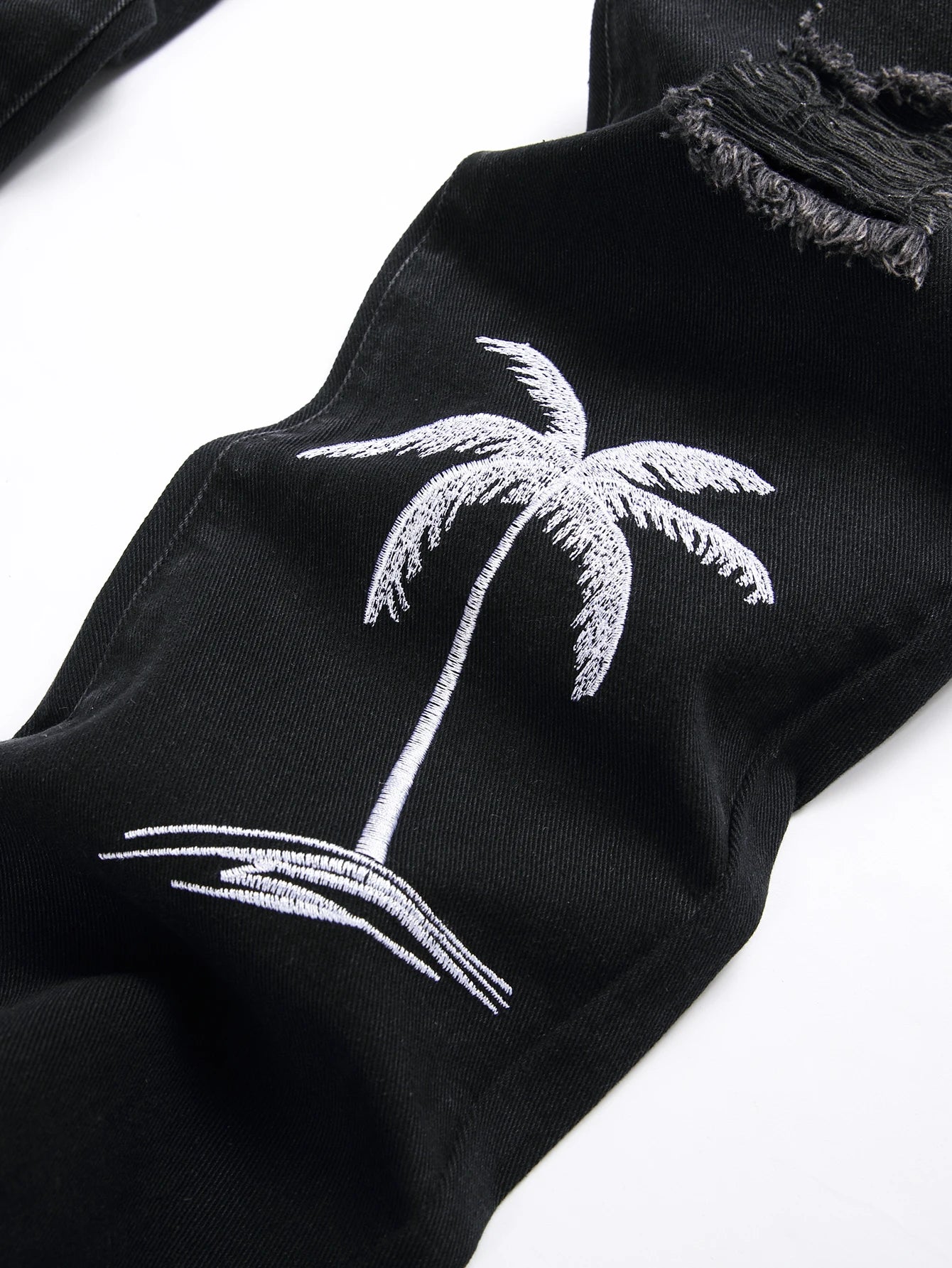 Men's Jeans Black Denim Pants Straight Leg -