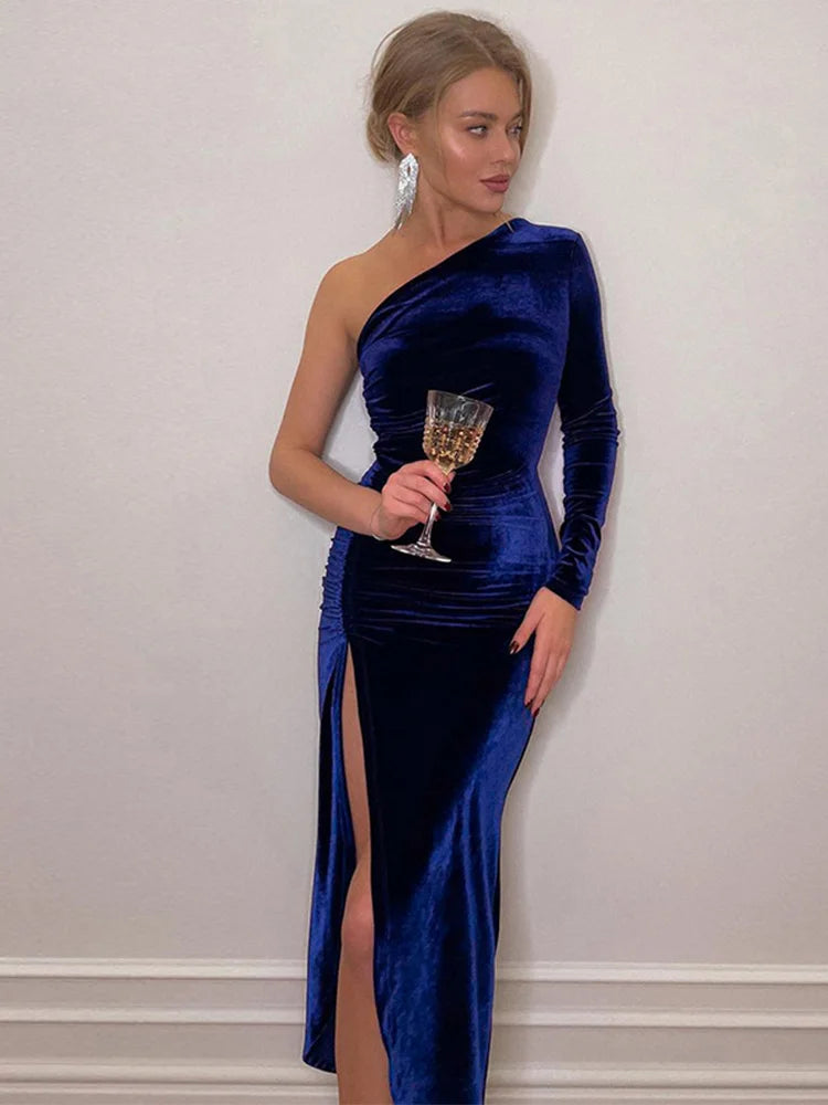 Women Elegant Long Sleeve Midi Dress -
